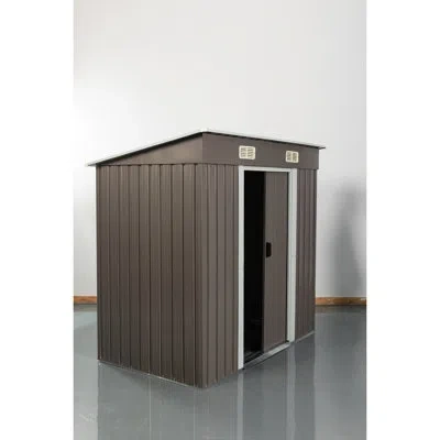 Joanna Vargas 6ft X 4ft Outdoor Iron Shed - Galvanized Frame, , Ventilated Design Punched Vents, & Easy To Assembl In Brown