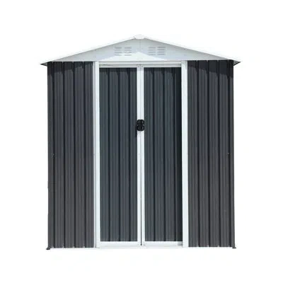 Joanna Vargas 6ftx4ft Apex Roof Shed In For Garden Use With Metal Frame And Sliding Door Storing Outdoor Tools & I In Gray