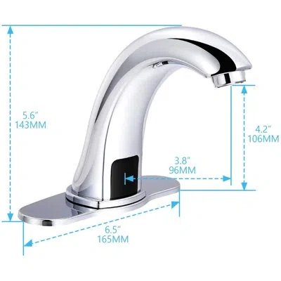 Joanna Vargas Bathroom Sink Faucet With Deck Plate, Sensor Hands Water Tap, Cold And Hot Mixer, Scratch , Splash F In Silver