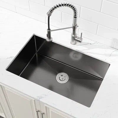 Joanna Vargas Black 304 Stainless Steel Undermount Kitchen Sink 30" X 19" - Single Bowl Workstation With Scratch-  In Silver