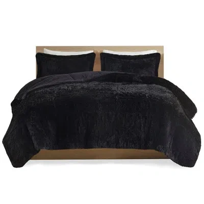 Joanna Vargas Black Twin/twin Xl Comforter - , Shaggy Long Fur, Warm Reverse Mini , Fur