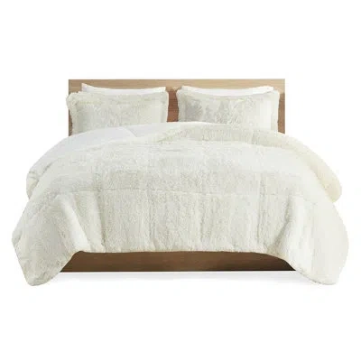 Joanna Vargas Comforter Mini For King/ King With Shaggy Fur, , , Cozy Touch Graceful Style In White