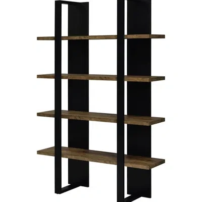 Joanna Vargas Contemporary 4-shelf Bookcase In Black And Aged Walnut, Open Back For Airy Collection Display
