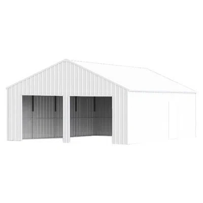Joanna Vargas Double Garage Steel Barn Shed 22ft X 23ft, Cream Color, 14 - Gauge Galvanized Frame, 26 Sheet Panels In White