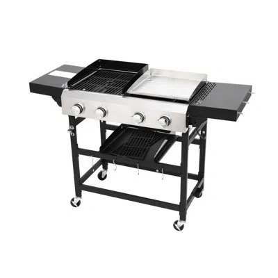 Joanna Vargas Gas And Grill, 2 Burners, Cast Iron Grids, Enameled Fire Plate, 38240 , Grilling Area, Grill Dimensi In Black