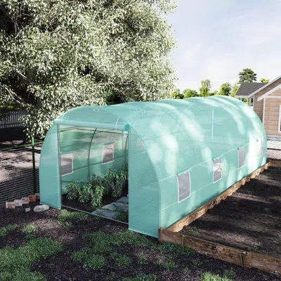 Joanna Vargas Greenhouse, Steel Frame, 8 Windows, Temperature Control Walk-in With Frame & Heat Insulation