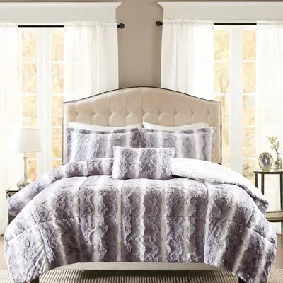Joanna Vargas Grey Faux Fur Comforter - Full/queen, Soft Decorative Sham Full/queen Quilt Cover , Material In Gray