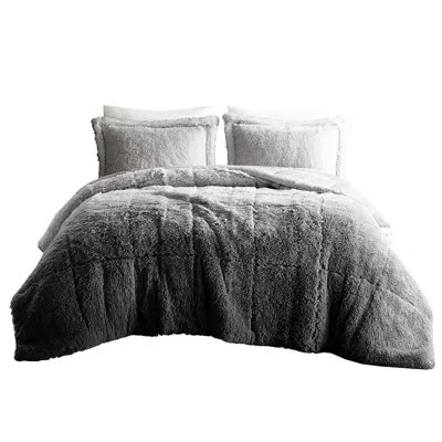 Joanna Vargas Grey Ombre Shaggy Comforter For Full/queen, Mini In Gray