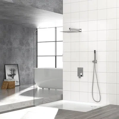 Joanna Vargas Handheld And Shower With 10 Inch Square Dual Head System - Wall Mount In Silver
