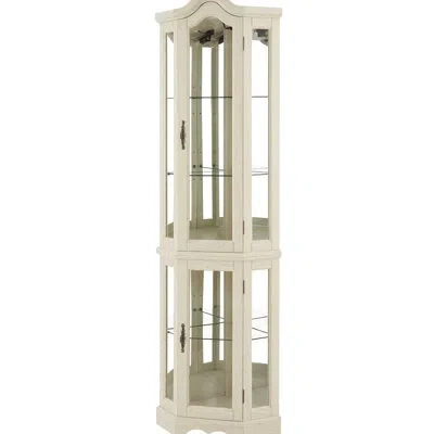 Joanna Vargas Lighted Corner Curio Cabinet, White, 4 Adjustable Tempered Glass Shelves, Exquisite Handles, Push -  In Brown