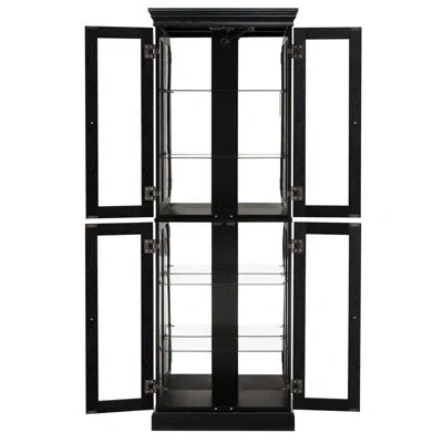 Joanna Vargas Lighted Elegant Cabinet With Six - Tier Space And Adjustable Shelves For Home Decor In Living Room K In Black