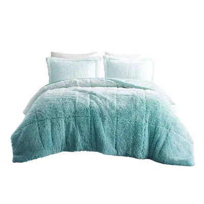 Joanna Vargas Ombre Shaggy Faux Fur Comforter For Twin/twin Xl - , Warm & Comfortable In Blue