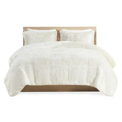 Joanna Vargas Shaggy Comforter Mini - Full/queen Soft Reverse Fill Warm Down Alternative In White