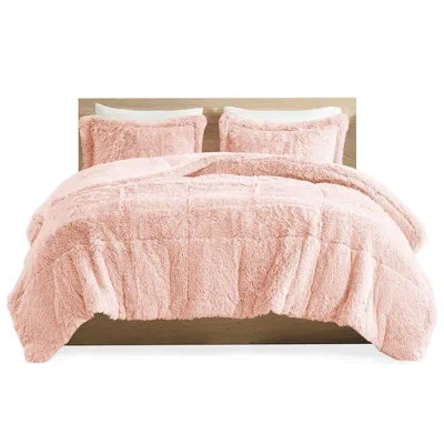 Joanna Vargas Shaggy Long Fur Comforter Mini - Twin/twin Xl Blush Electrifying Elegant In Pink