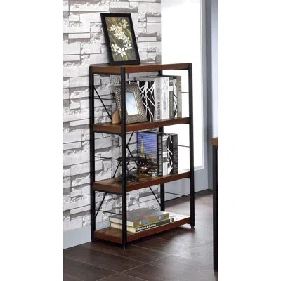 Joanna Vargas Stylish Weathered Oak And Black Bookcase For A Home Office Organization 3-shelf In Classic Decor In Brown