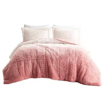 Joanna Vargas Warm Faux Fur Comforter - Blush, Ombre, Fill Full/queen Shaggy , Ombre Style In Pink