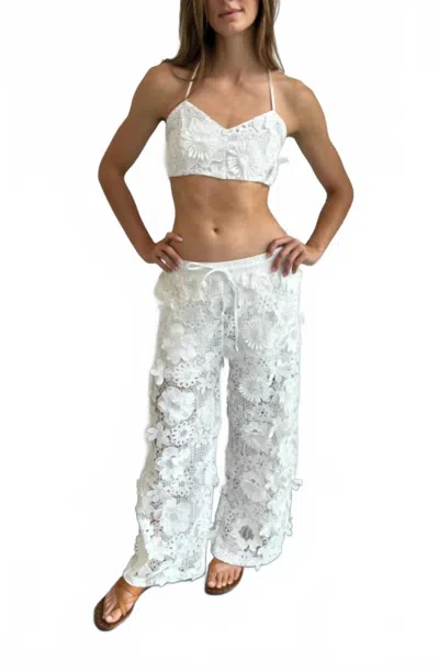 Jocelyn 3d Floral Lace Pants In White
