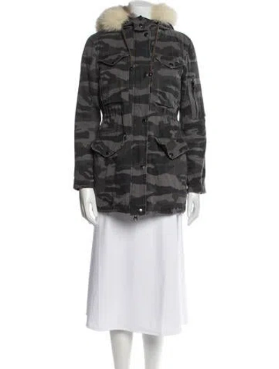 Pre-owned Jocelyn Camouflage Print Coat In Gray