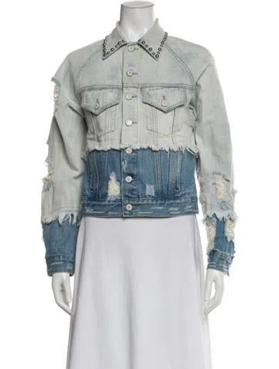 Pre-owned Jocelyn Colorblock Pattern Denim Jacket In Blue