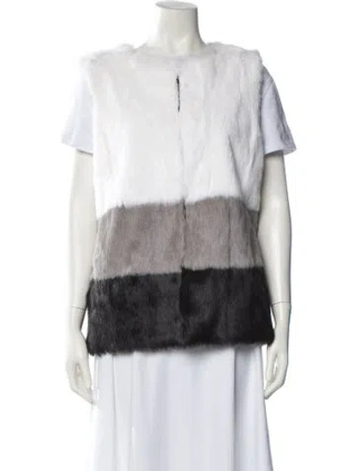 Pre-owned Jocelyn Colorblock Pattern Fur Jacket In White