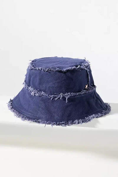 Jocelyn Cotton Frayed Bucket Hat In Blue