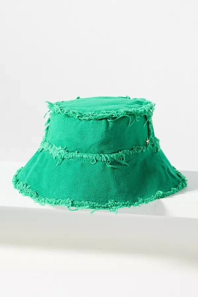 Jocelyn Cotton Frayed Bucket Hat In Green