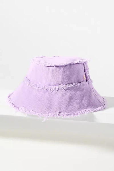 Jocelyn Cotton Frayed Bucket Hat In Purple