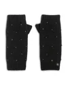 Jocelyn Crystal Bead Faux Fur Lined Fingerless Mittens In Black