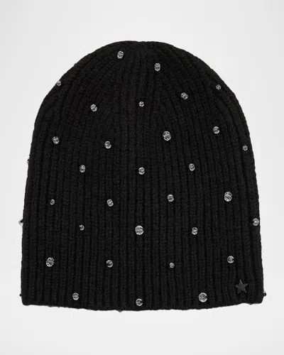 Jocelyn Crystal-embellished Knit Beanie In Black