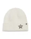 Jocelyn Crystal Star Charm Knit Beanie In Ivory