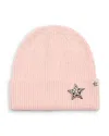 Jocelyn Crystal Star Charm Knit Beanie In Pink