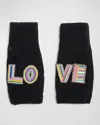 Jocelyn Embellished Love Knit Wool-blend Fingerless Gloves In Black