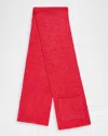Jocelyn Embroidered Knit Love Scarf In Red