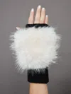 Jocelyn Faux Fox Knit Mittens In Ivory