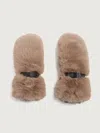 Jocelyn Faux Fox Mittens In Palomino