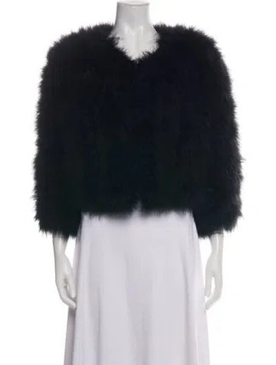 Pre-owned Jocelyn Faux Fur Jacket In Blue