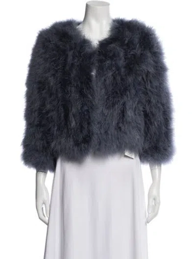 Pre-owned Jocelyn Faux Fur Jacket In Blue