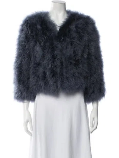 Pre-owned Jocelyn Faux Fur Jacket In Blue