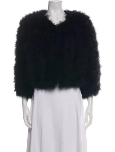 Pre-owned Jocelyn Faux Fur Jacket In Blue