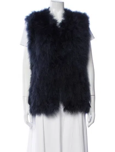 Pre-owned Jocelyn Faux Fur Jacket In Blue