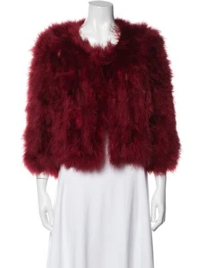 Pre-owned Jocelyn Faux Fur Jacket In Red
