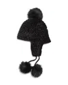 Jocelyn Faux Fur Pom Pom Trapper Hat In Black