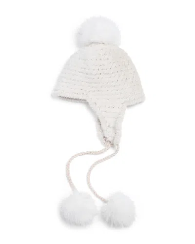 Jocelyn Faux Fur Pom Pom Trapper Hat In White