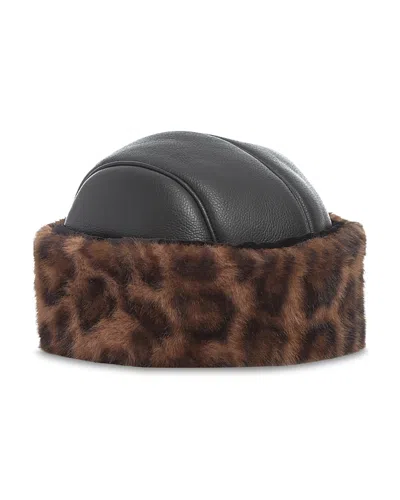 Jocelyn Faux Fur Roller Hat In Brown