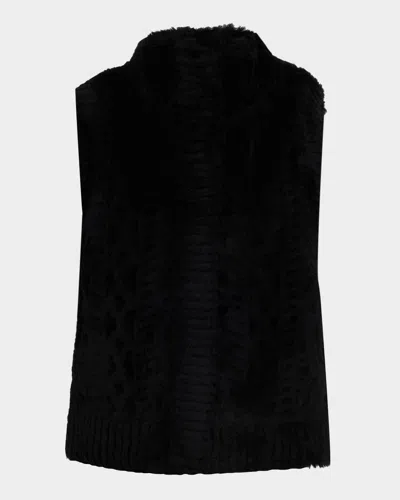 Jocelyn Faux Fur Sleeveless Cardigan In Black