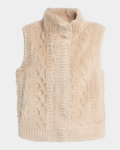 Jocelyn Faux Fur Sleeveless Cardigan In Pink
