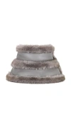 Jocelyn Faux Mink & Leather Bucket Hat In Gray
