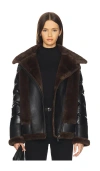 Jocelyn Faux Mink & Leather Moto Jacket In Multi
