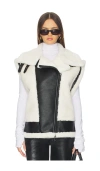 Jocelyn Faux Shearling & Leather Moto Vest In Multi