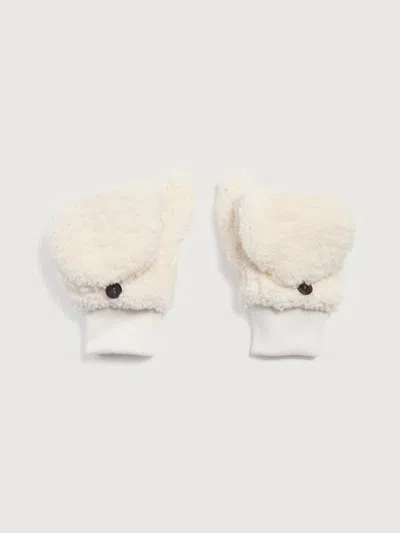 Jocelyn Faux Sherpa Flip Top Mittens In Ivory